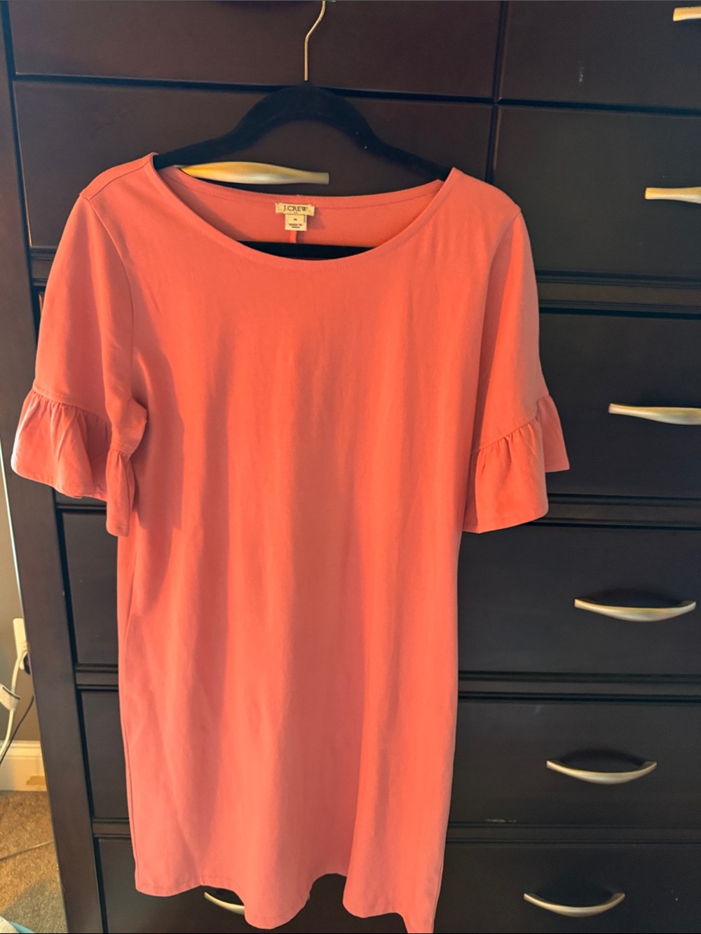 J. Crew Coral Ruffle-Sleeve Tunic Dress